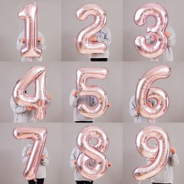 Globos de helio de aluminio número negro de oro rosa de 1 Uds. 40''globos de decoración para fiestas de bodas de cumpleaños cele