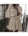 Vestidos de mujer de BerryGo mini vestidos de camisa de manga de linterna con botones de encaje vestidos de lino Vintage de prim