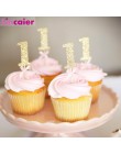 10 Uds. Papel brillante 1 Cupcake Toppers 1 er cumpleaños fiesta decoraciones primer bebé niño niña mi 1 año suministros