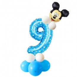 19 Uds 32 pulgadas rosa azul cumpleaños globos digitales con Mickey globo de aluminio de Minnie niños fiesta de cumpleaños globo