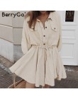 Vestidos de mujer de BerryGo mini vestidos de camisa de manga de linterna con botones de encaje vestidos de lino Vintage de prim