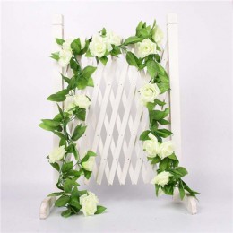1 Uds rosas de seda hiedra vid con hojas verdes para la decoración de la boda en casa hoja falsa diy guirnalda colgante flores a