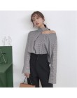 Camisas a cuadros de mujer neploé 2019 blusa de retazos con cuello Halter de moda coreana suelta Casual de manga larga para muje