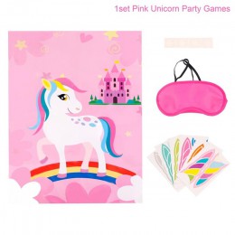 QIFU Pin el cuerno en el juego de fiesta de unicornio niños fiesta de cumpleaños decoración de unicornios fiesta festiva suminis