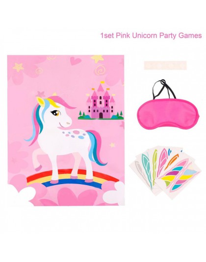 QIFU Pin el cuerno en el juego de fiesta de unicornio niños fiesta de cumpleaños decoración de unicornios fiesta festiva suminis