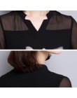 Blusa de chifón para mujer, tops de verano, 2019, blusa negra de talla grande, blusas de manga larga para mujer 60C 25