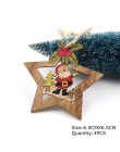 4 Uds adornos colgantes de estrellas de madera ornamento de árbol de Navidad DIY artesanías de madera niños regalo para casa dec