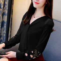 Blusas de mujer de moda 2019 de manga larga de gasa blusa de mujer camisa de oficina para Mujer tops blusa roja OL 0547 30