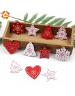 12 unids/lote DIY colgantes de madera impresos en blanco y rojo para Navidad adornos para niños regalos de navidad adornos de ár