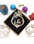 12 unids/caja Vintage hueco Navidad colgantes de madera ornamentos decoraciones de fiesta de Navidad adornos de árbol de Navidad