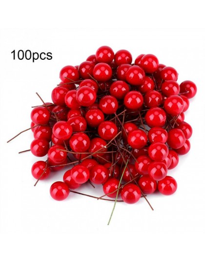 50/100 Uds. Rojo Artificial acebo Berry Navidad DIY jardín casa decoraciones suministros de Navidad