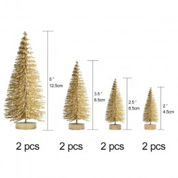 OurWarm 8 Uds pequeño DIY árbol de Navidad Pino artificial árbol Mini Sisal cepillo de botella árbol de Navidad Santa, nieve hel