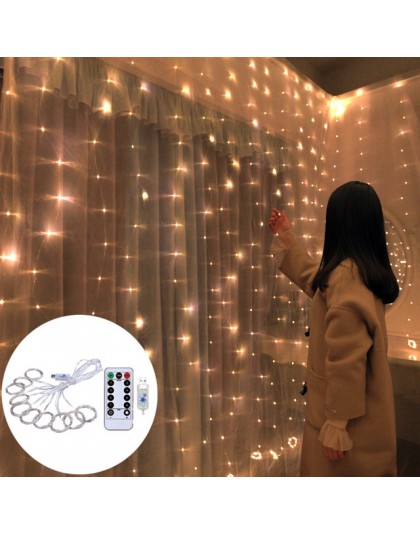 Decoraciones de Navidad para el hogar 3x0,5 M/3x2 M/3x3 M cortina LED guirnalda de luces de hadas de Navidad de cadena de alambr