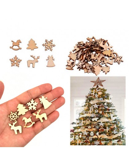 WEIGAO 1 Conjunto de adornos de árbol de Navidad de madera Mini copo de nieve árbol colgantes adornos navideños para el hogar re