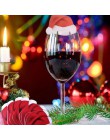 10 unids/pack de Navidad adornos navideños para el hogar tarjetas de lugar de mesa de Navidad Santa sombrero de vidrio de vino, 