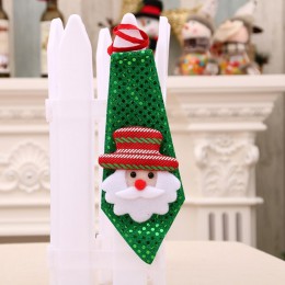 1 pieza de lentejuelas de corbata de Navidad Santa Claus muñeco de nieve Reno oso decoración de Navidad para el hogar Navidad de
