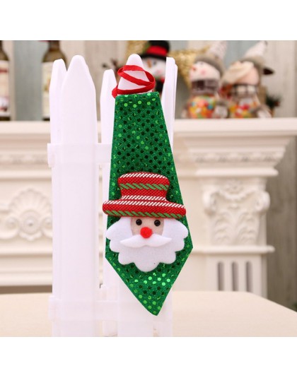 1 pieza de lentejuelas de corbata de Navidad Santa Claus muñeco de nieve Reno oso decoración de Navidad para el hogar Navidad de