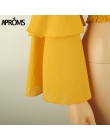 Aproms Sweet Ruffle manga acampanada blusa amarilla elegante fuera del hombro Streetwear chifón camisa mujer moda Crop Top Feaml