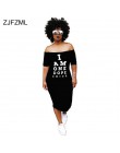 ZJFZML de talla grande vestido Bodycon Casual de mujer de hombro frío carta impresa paquete vestido de cadera otoño Slash cuello