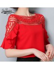 Mujeres tops y blusas 2019 Blusa de gasa sexy ahuecado hacia fuera ropa de mujer rojo señoras tops blusas blanco 960G 30