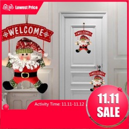 1 Uds. Santa Claus puerta colgante árbol de Navidad adornos navideños para el hogar al aire libre colgante no tejido regalos