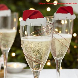 100 Uds. Santa Claus sombreros champán cristal cartón de decoración Navidad decoraciones 2019 Navidad