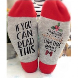 1 par de películas creativas calcetines suaves Navidad letras impresas mujeres invierno cálido calcetines regalos XH8Z DC11