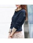 Camisetas coreanas de Mujer Camisas de oficina de señora delgada más las blusas de gasa de tamaño Casual de solapa de manga larg