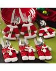 Promoción 6 unids/lote de decoración navideña para cubiertos caseros con bolsillos de Santa Claus para la cena