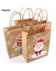 12 Uds. Bolsas de regalo de navidad Santa Sacks bolsa de papel Kraft niños fiesta favores caja adornos navideños para el hogar A