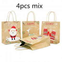 12 Uds. Bolsas de regalo de navidad Santa Sacks bolsa de papel Kraft niños fiesta favores caja adornos navideños para el hogar A