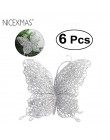 NICEXMAS 6 uds mariposa de Navidad 3 "/8cm decoraciones de Navidad adornos de árbol de Navidad decoraciones de fiesta de boda