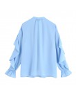Vintage Flowy Ruffled Chiffon Tops elegantes Blusas de Mujer 2019 moda cuello en V manga larga señoras Camisas Casual Blusas Muj