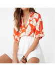 Blusa de verano para mujer de manga corta Blusa de gasa Casual estilo bohemio estampado Floral blusas cuello vuelto camisa de of