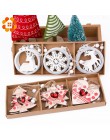1 juego DIY creativo de madera impreso decoraciones de colgantes de Navidad artesanías de madera coloridas árbol de Navidad joye