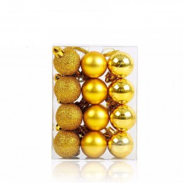24 unids/lote 30mm Bola de decoración de árbol de Navidad adornos decorativos con forma de bola para colgar para el hogar regalo