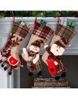 Ouwarm grande media de Navidad Santa Claus calcetín a cuadros arpillera regalo titular Navidad árbol decoración Año nuevo regalo