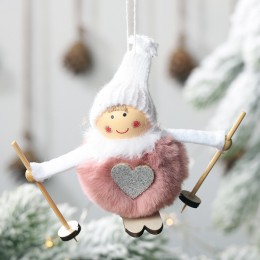 Navidad Noel Ángel chica esquí muñecas de felpa árbol de Navidad ornamento colgante fiesta de Navidad decoración para el hogar