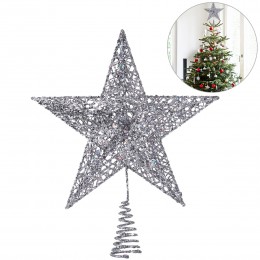 NICEXMAS estrella plateada árbol de Navidad Linda estrella brillante árbol de Navidad superior decoración árbol de Navidad 5 Pun
