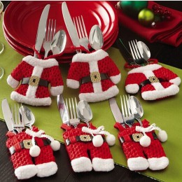 12 Uds. Decoración de Navidad para el hogar cubiertos bolsillos cena cuchillo tenedor soportes Santa Claus casa decoración Navid