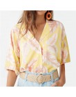 Blusa de verano para mujer de manga corta Blusa de gasa Casual estilo bohemio estampado Floral blusas cuello vuelto camisa de of