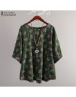 Blusa Vintage para mujer talla grande 2019 ZANZEA verano Tops Casual estampado Floral Blusa de trabajo