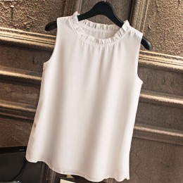 GAREMAY camisa de verano de las mujeres de gasa Tops blanco blusas sin mangas para las mujeres ropa de Vintage elegante femenino