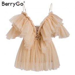 Blusa de mujer BerryGo Vintage con volantes blusas de verano tops de camisa de hombro sexy peplum top blusa femenina de malla si