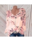 Túnica Mujer Tops y blusas Mujer Casual Floral estampado botón camisa chifón Irregular dobladillo Top blusas 2019