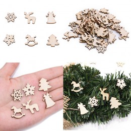 100 unids/lote adornos de árbol de Navidad de madera Mini copo de nieve árbol de Navidad colgantes decoración de Navidad para el