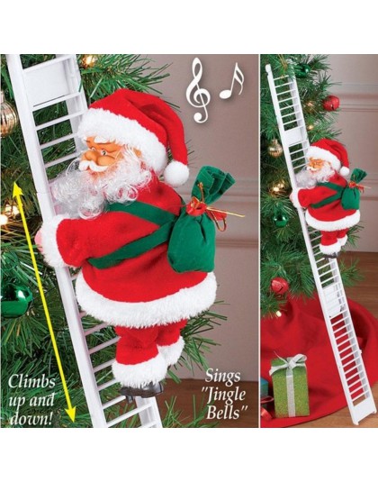 1 Uds. Santa Claus escalera de escalada eléctrico Santa Claus muñeca árbol de Navidad adorno colgante exterior Interior decoraci
