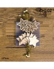 12 unids/caja adornos creativos navideños de Navidad con Chip de madera colgantes regalos colgantes adornos de árbol de Navidad 