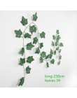 230 cm seda verde artificial colgante hoja de hiedra guirnalda plantas hojas de vid 1 piezas diy para el hogar Decoración de la 