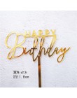 Oro plata negro acrílico mano escritura Feliz cumpleaños pastel decoración postre para fiesta de cumpleaños Regalos encantadores